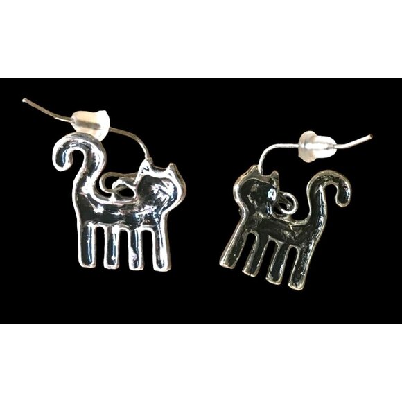 Cat Earrings Handmade Metal Kitty Lover Birthday Gift Hypoallergenic Hoo… - Picture 7 of 7